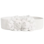 Centura eleganta din elastic cu floare BLT060JJ Alba - HandMade